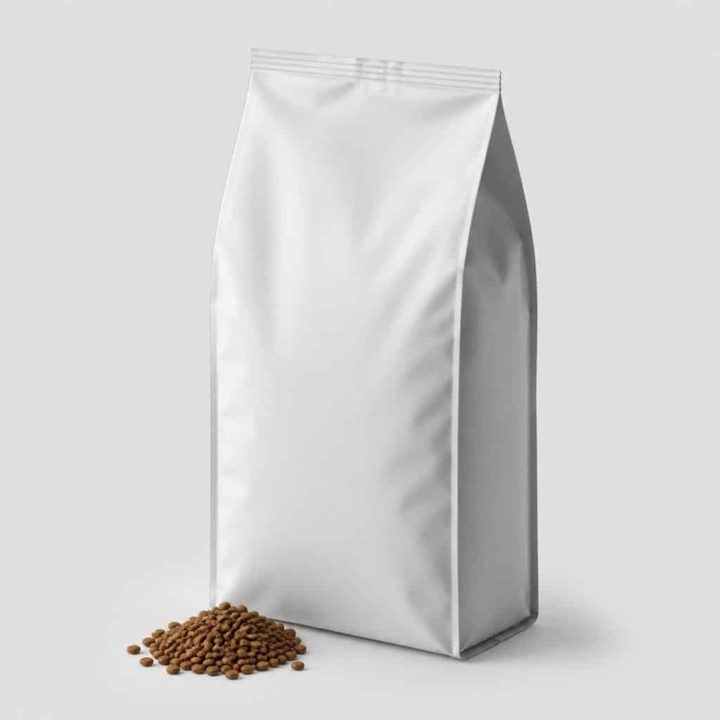 Sac de croquettes chat à faible teneur en glucides sur fond studio