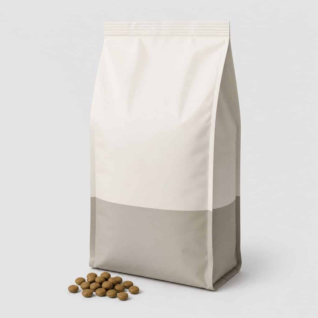 Sac de croquettes chat hypoallergéniques sur fond studio