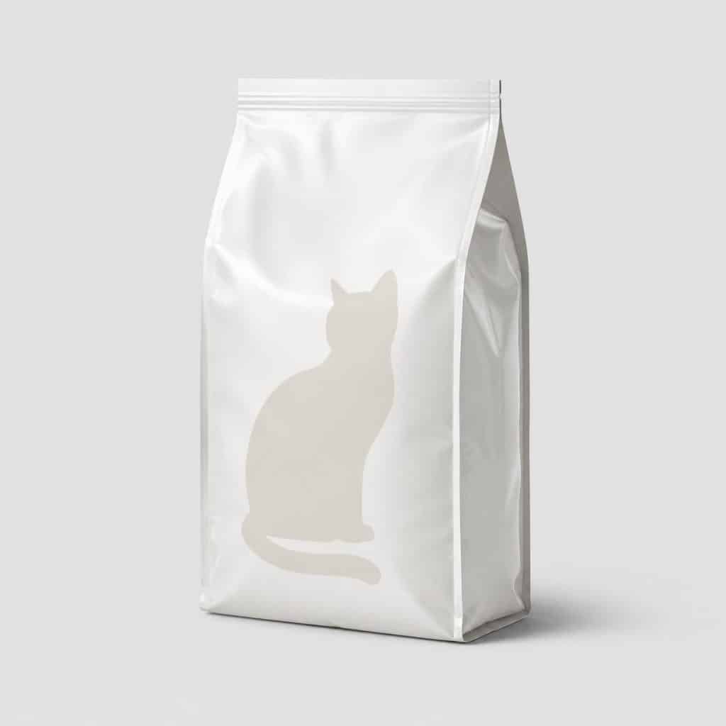 Sac de croquettes naturelles pour chat sur fond neutre