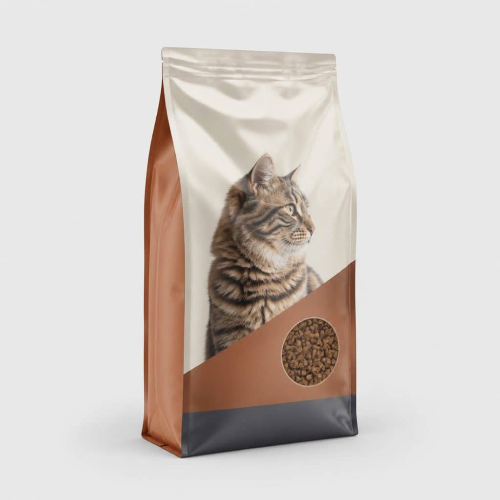 Sac de croquettes pour chat senior 7 ans et plus sur fond neutre