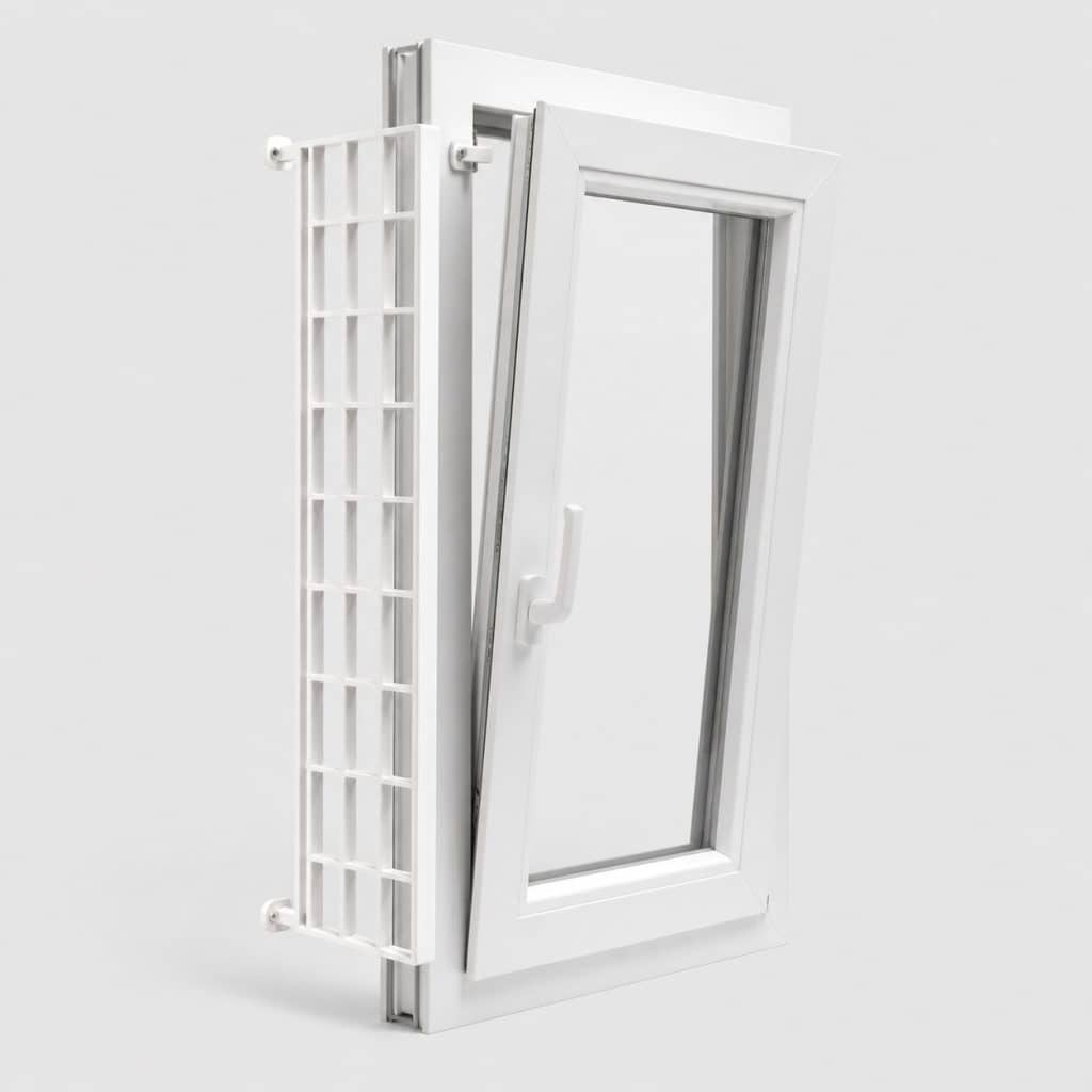 Grille latérale fixée sur une fenêtre oscillo-battante