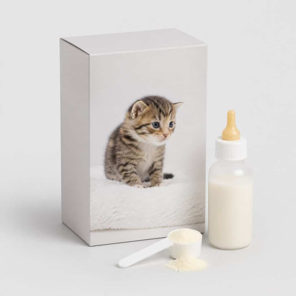 Boîte de lait maternisé pour chaton avec biberon