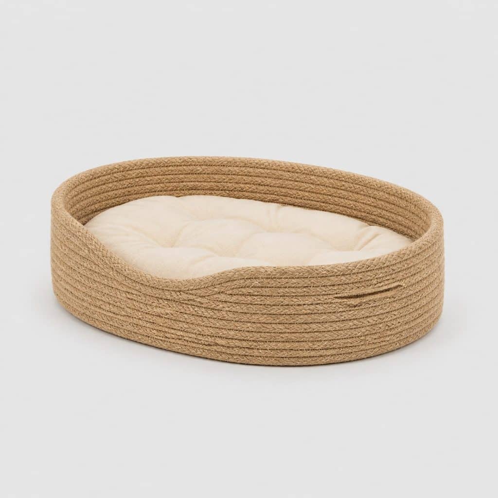 Panier pour chat en jute tressé, vue de face