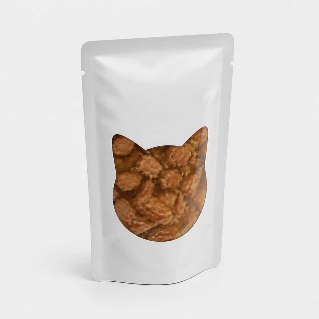 Sachet de pâtée en gelée sur fond neutre